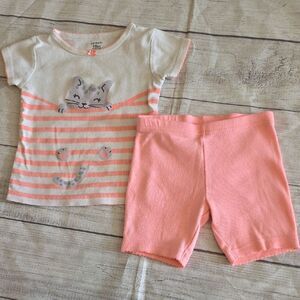 Carter's Pink and White Cat Pajama Set